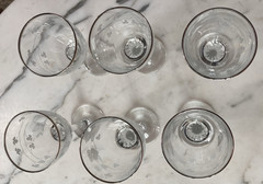 Vintage Eamon Glass Co (6) Crystal Cordial Glasses Platinum Trim Etched Claddagh