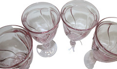 Vintage Noritake Pink Sweet Swirl Glasses Wine Water 7 1/4” Goblet Set of 4