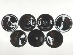7 Luminarc Domino Signature Black Stems Fluted Champagne Set Cristal France Lot