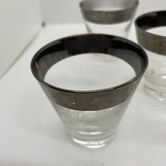 Vintage Dorothy Thorpe Shot Glasses Lot QTY 5 Silver Rim 2.75″ Mid Century