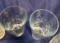 (5) Five Libbey Clear Glass Urban Dot Tumbler Glasses Vintage 12oz 5.75”