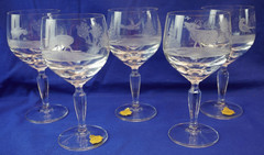 Wildlife Hunting Man Cave Crystal Set of 5 Water Goblets NWT Germany (Y7)