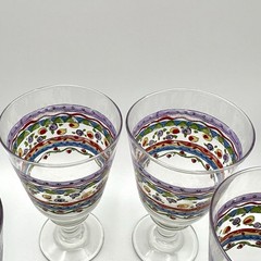 Sango Sweet Shoppe Wine Water Glasses Sue Zipkin Whimsical Pattern Set Of 4