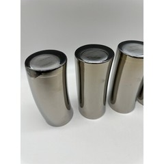 Vintage MCM Leonardo (?) Germany Chrome Mirror Curved Highball Tumbler Glass Set