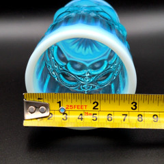 Mosser Glass Eye Winker Aqua Opal 4″ Tumbler Opalescent Blue Juice