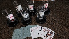 VTGCocktail Set of 6 Coaster Ashtrays/Highball glasses Poker Winning Hand Cards