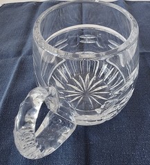 Beer Stein 1 Pt. Tankard Made Of Clear Cut Lead Crystal with Handle Vintage