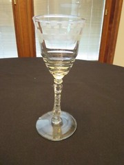 Set of 6 Libbey Rock Sharpe #3005-10 Flower & Lines Cut Wine Glasses