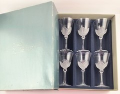 SET OF 6 CRISTAL D’ARQUES FLORENCE J.G. DURAND 7.25″ WINE GOBLETS – ORIG. BOX