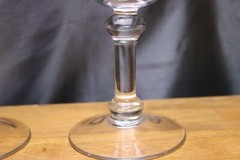 2 Clear Crystal Water Goblets Flared Rim Double Wafer 8 1/8 » Height Non-Optic