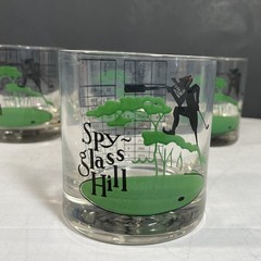 4 Spy Glass Hill Old Fashioned Glass Tumblers Pebble Beach Golf Course 8oz AS IS
