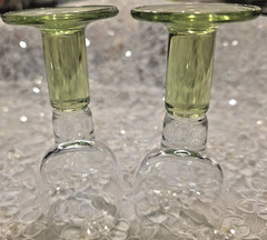 2 Lime Green Stem Liqueur or Port Glass ~ Bormilio Rocco Limocino Goblet Cordial