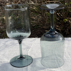 2 Vtg Lenox Crystal SILVER MIST Water Goblet Wine Glass 7 1/4″ ca 1974-1985