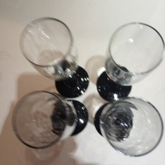 4 Luminarc Cristal D’Arques Twisted Black Stem Champagne Flutes Etched 6 Oz 8”