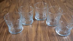 *5* Vintage Arcoroc Clear Embossed Holly Christmas Tree On the Rocks glasses