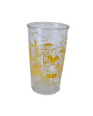 1950s Hazel Atlas Yellow Paris France Street Small Juice Glass. Collectors Cup.