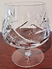 Ajka Csopak Cut Lead Crystal Brandy Snifters Set of 4 EUC 4.5″ Hungary