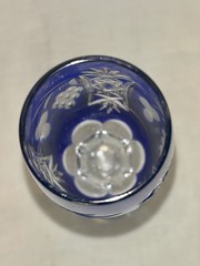 2 Vintage Nachtmann Bamberg Blue Cut to Clear Champagne Flutes Heavy 9”
