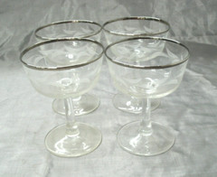 Vtg Nasco Durand PARIS NIGHT Set of 4~4-1/2″ Champagne Tall Sherbet France EC 1