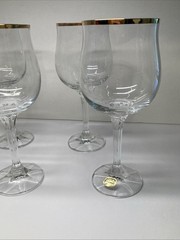 Geneve 6 pack wine Goblets – 12oz – Bohemia Fine Lead Crystal – Gold Rimmed