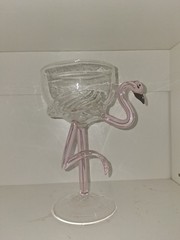 Clear & Pink Flamingo Pattern Glass Wine Glass Goblet Drinkware