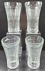4 Indiana Glass Recollection Clear 14 Oz Tumblers Set Vintage Cut Etch Retro Lot