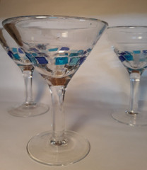 4 Mid Century Modern Art Glass Martini Glasses