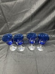 Set of 4 Casual Setting Sapphire Wine Glasses 7 5/8″Cristal D’Arques-Durand D11