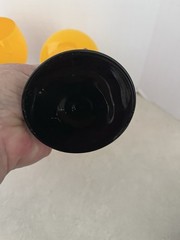 Hand Blown Glass Stemmed Wine Goblets Yellow And Black Modern 6.25”x3” Set Of 2