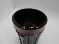 St. Clair Blue Holly Band Carnival Glass Tumbler