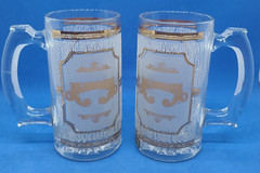 VTG Set of 2 Culver Alabama 5.5″ 10 Oz Beer Mug Glass Frosted with 22K Gold Trim