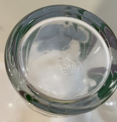 Set of 2 Rocks Glasses Blue And Purple Iris Flowers Green Leaves 3.5” Tall