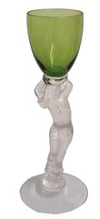 Cambridge Glass Nude Stem LIME GREEN 1oz Brandy Cordials Stemware #3011 Art Deco