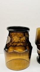 VTG Set of 4 Viking Glass Georgian Brown Glass Tumblers Honeycomb Pattern 4.25″