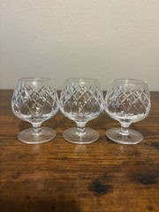SET(3) VTG Cartier 3.25″H CTC3 Cut Crystal Small Brandy Glasses SIGNED
