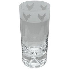 Highball Glass Decorated Cockerel Sandblast Animal Drink Tumbler Gift Box Animo