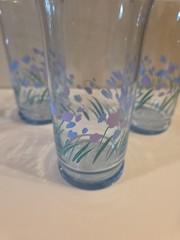 Vtg Libbey Collette Springtime Tulip Drinking Glass Set of 4 Flowers Glass 6″