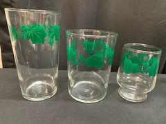 Lot of 16 ~ Vintage Southern Ivy Federal Glass Tumblers ~ 3 Sizes ~ EXCELLENT!!