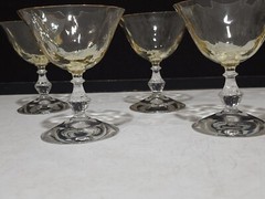 SET OF 4- Fostoria AMBER WAVECREST Low Champagne/ Sherbet #6014 Loop Optic