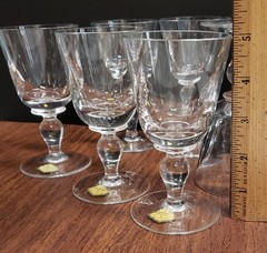 Set of 6 Josair ‘Grail’ Wine Glasses ~5″ Josephinenhütte White Red