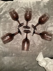 Vintage Amethyst Long Stemmed Wine Glasses Set Of 6