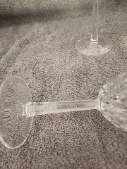 4 Starburst Diamond Cut Wine Sherry Glass Hexagon Stems