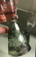 Champagne Flutes Set of 2 heavy bottom 9″ green color ONE OF A KIND ooak