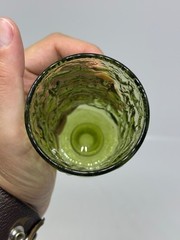VTG 1970 Seneca Milano Avocado Green Footed Textured Tumbler Juice Glass 4.25″