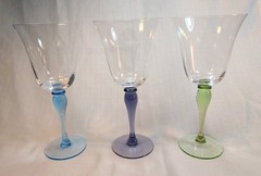 Vintage Melody By Block Set of 3 Assorted Water/Wine Goblet Crystal Hand Blown