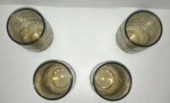 Anchor Hocking Juice Glasses Oak Leaf Low Ball Cocktail Glass Vtg Lot Of 4
