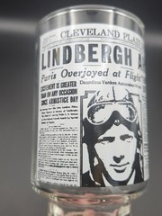 2 Lot-Cleveland Plain Dealer Newspaper Drink Glasses: Lindbergh, Wright Brothers