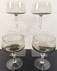 4 Lifetime Serenity Smoke Champagne Sherbet Set Vintage Elegant Stemware MCM Lot