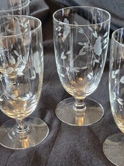 4 Princess House Heritage 6″ Stem Iced Tea/Water Glass Goblet