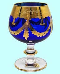 Set of 1 Interglass Italy Crystal Glasses – Cobalt Blue Italian Cognac Snifters